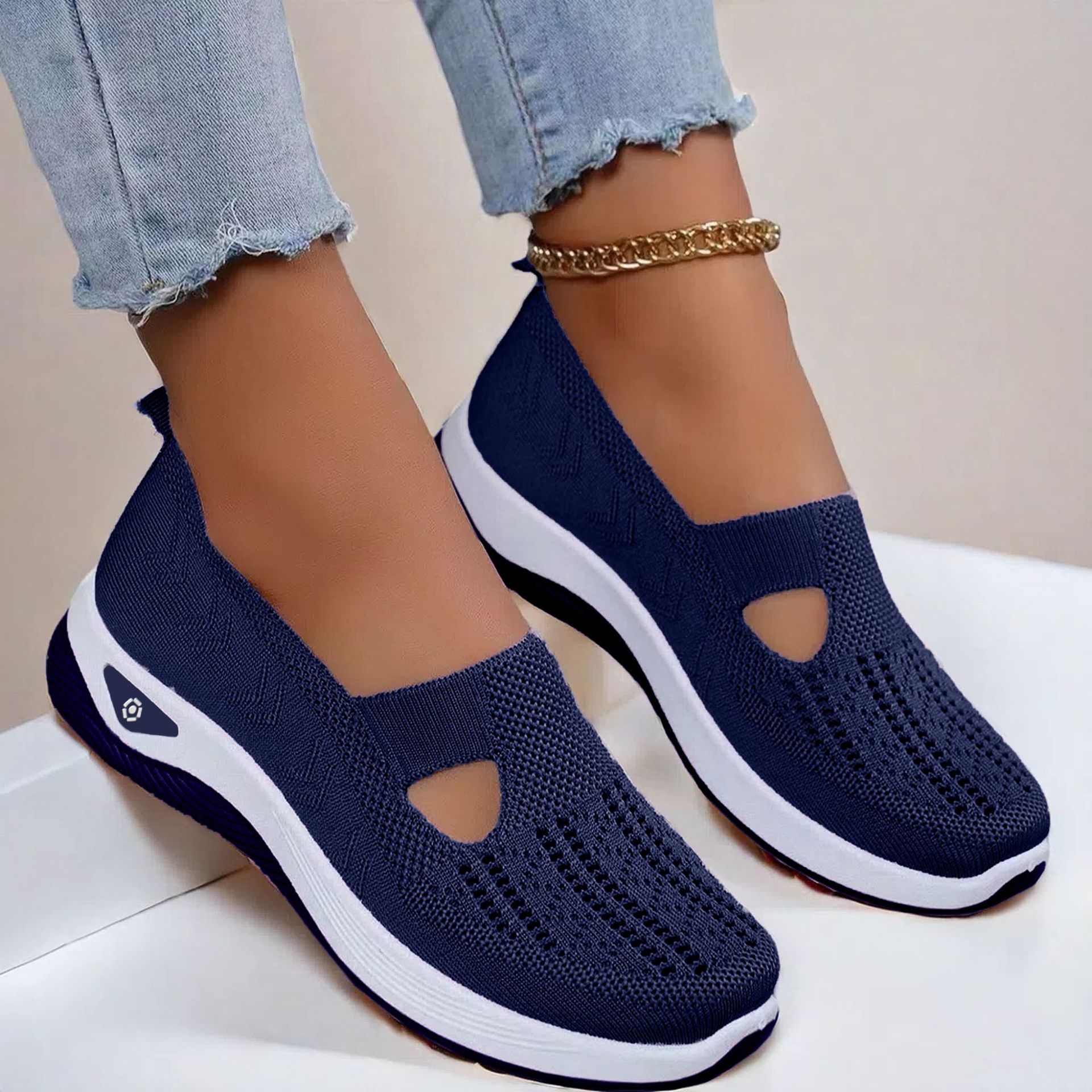 Mesh Flats Shoes Fashion Breathable Non-slip Soft Bottom Casual Shoes For Women Gronata