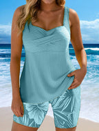 Women's Conservative Shorts-Style Two-Piece Bikini Swimsuit Set Gronata