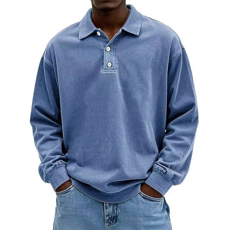 Fall Men's Long Sleeve Polo Shirts Casual Breathable Comfortable Tees Shirt Solid High Quality Sweatshirt Male T-Shirt Gronata