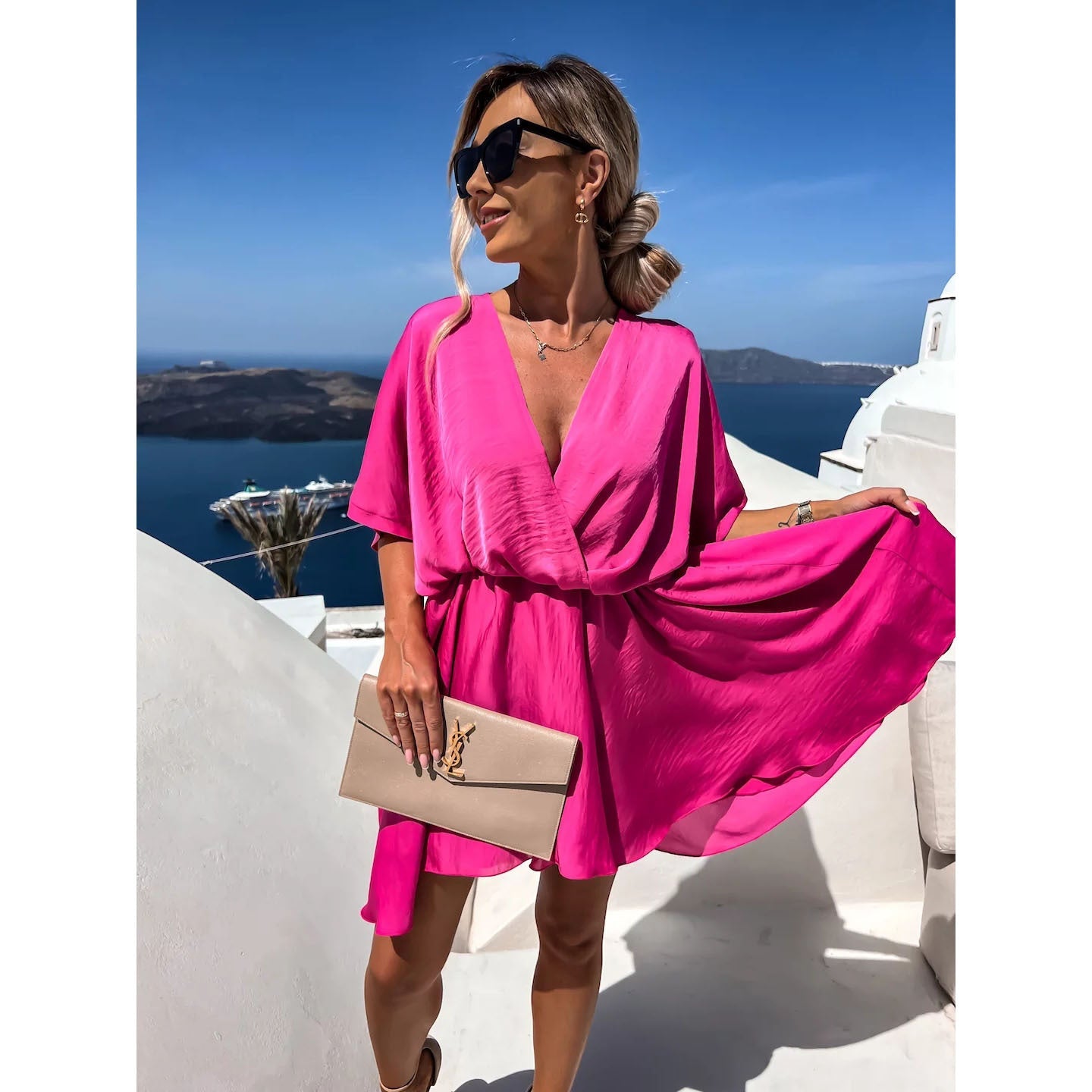 Satin Loose Dress Casual Vacation Gronata