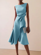 Women's Sleeveless Round Neck Red Temperament Dress Gronata