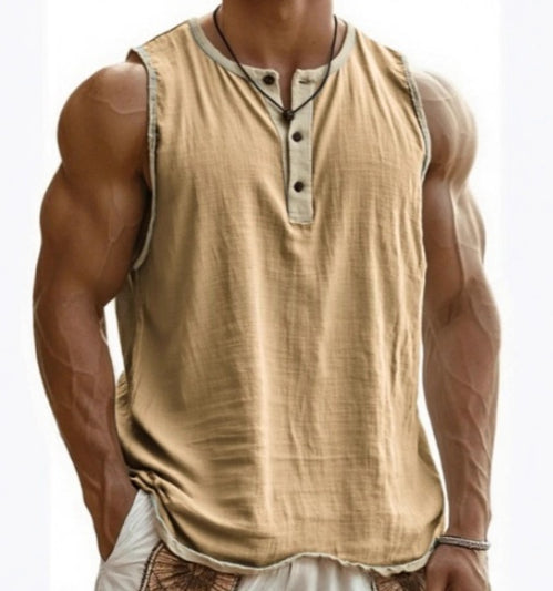 Men's Pure Cotton Sleeveless Fitness Casual Trendy Tank Top Gronata