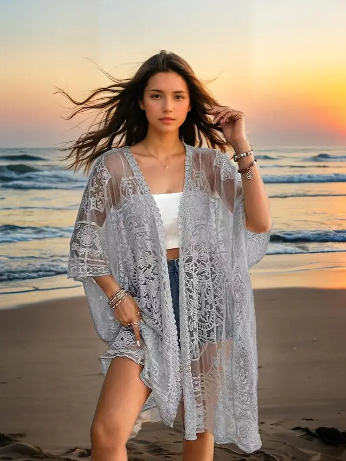Women's Sexy See-through Water-soluble Lace Embroidered Cardigan Gronata