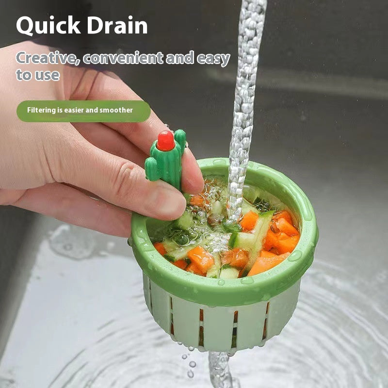 Cactus Sink Drain Strainer Press Automatic Dumping Basket Multi-functional Use Filter Net For Tub Kitchen Waste Collector Kitchen Gadgets Gronata