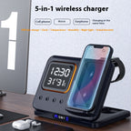 15W Wireless Chargers Stand 5 In1 LED Digital Alarm Clock Fast Charging Dock Station Gronata