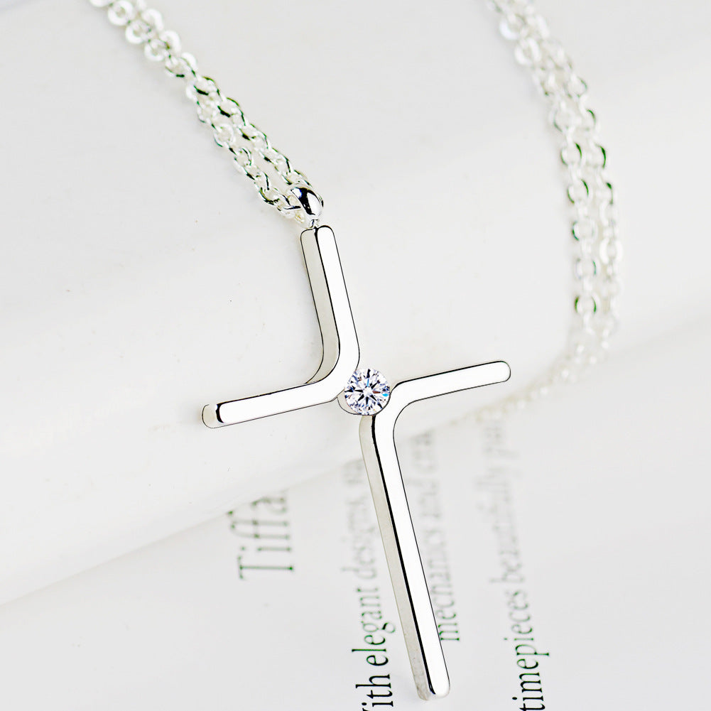 Cross Pendant New Simple Necklace Titanium Steel Plating Gronata