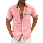 Men's Short Sleeve Contrast Fashion Button-Up Shirt Gronata