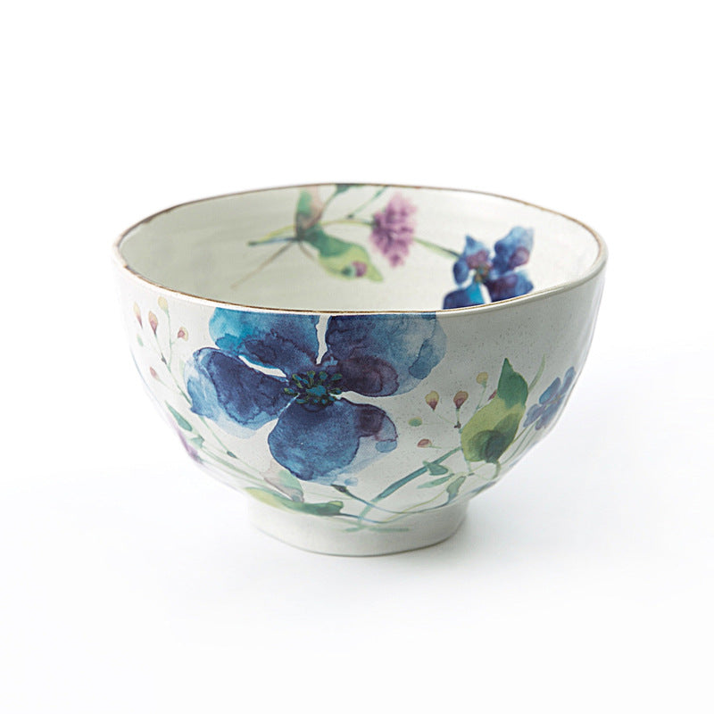 Japanese Mino-yaki Handmade Home Multicolored Ceramic Rice Bowl Soup