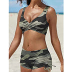 Women's Removable Strap Bandeau Top High Cut Cheeky Bikini Set Swimsuit Gronata