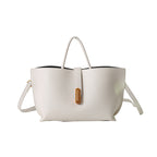 INS Litchi Pattern Shoulder Bag Fashion Zipper Bucket Bag High Capacity Totes Handbag For Women Gronata