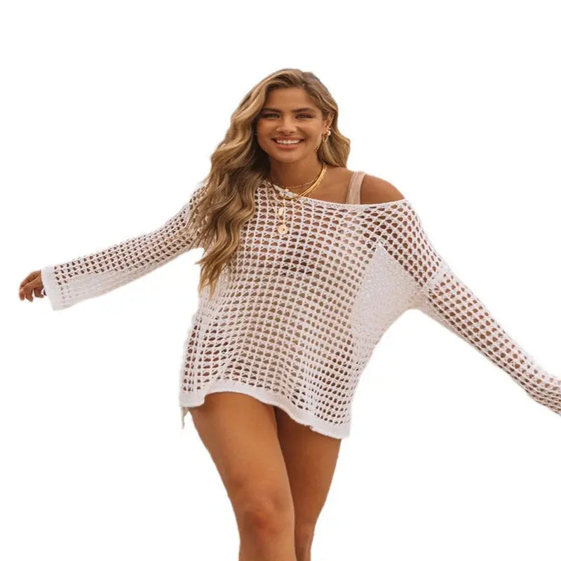 Mesh Hollow Out Knitwear Swimsuit Beach Sun Protection Gronata