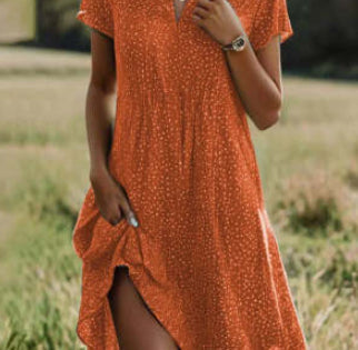 Women's Artistic Ethnic Style Scoop Mid-length Dress Gronata