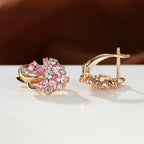 Rose Ring Colorful Flower Drop-shaped Zircon Earrings Gronata