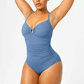 Solid Color Fashion Slim Fit Slimming One-piece Women's Double-shoulder Strap Swimsuit Gronata
