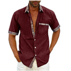 Men's Short Sleeve Contrast Fashion Button-Up Shirt Gronata