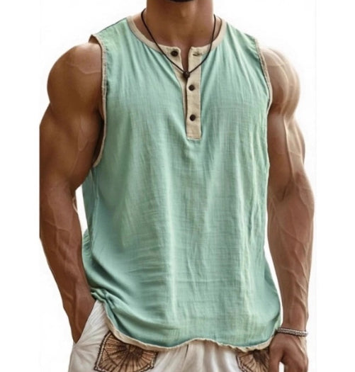 Men's Pure Cotton Sleeveless Fitness Casual Trendy Tank Top Gronata