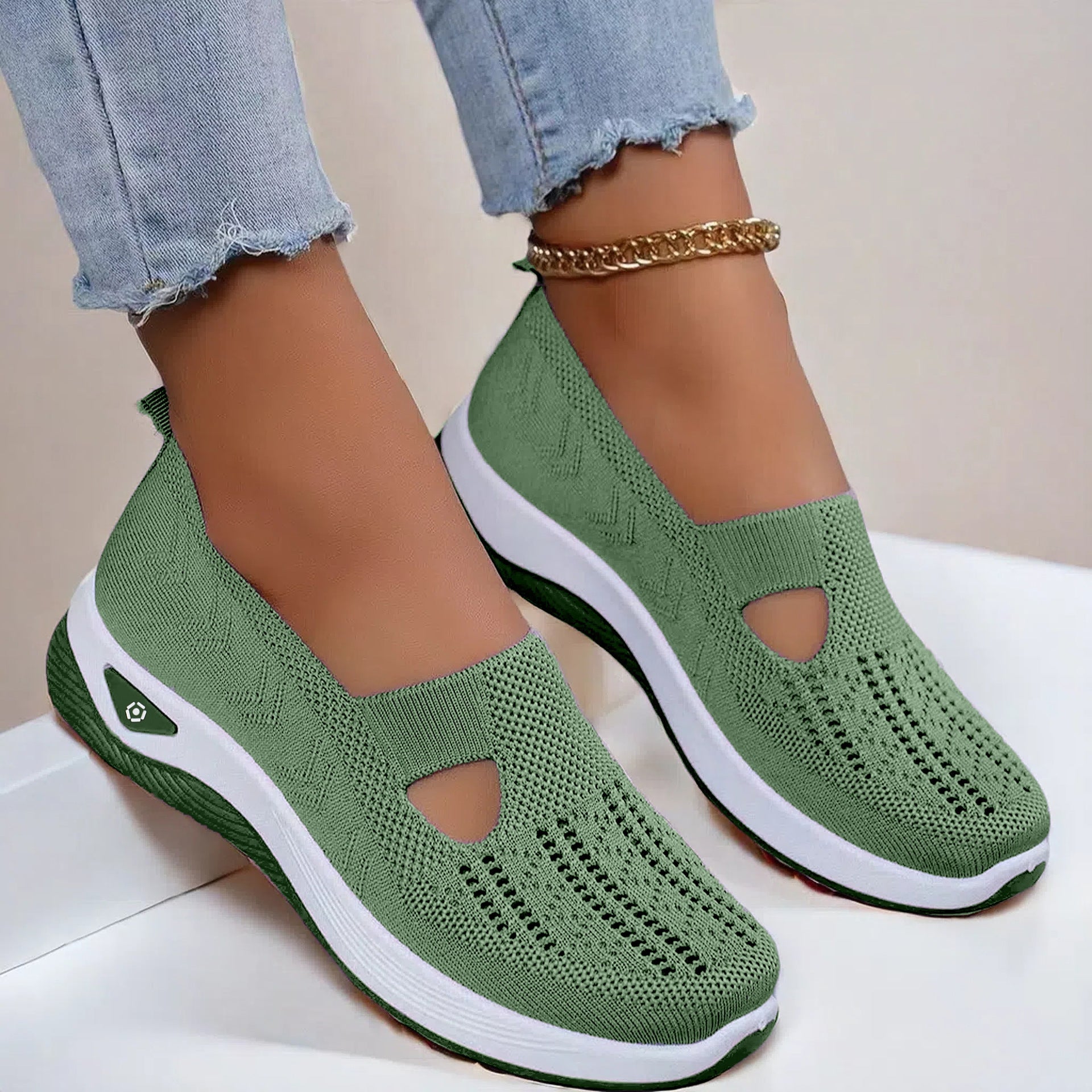 Mesh Flats Shoes Fashion Breathable Non-slip Soft Bottom Casual Shoes For Women Gronata
