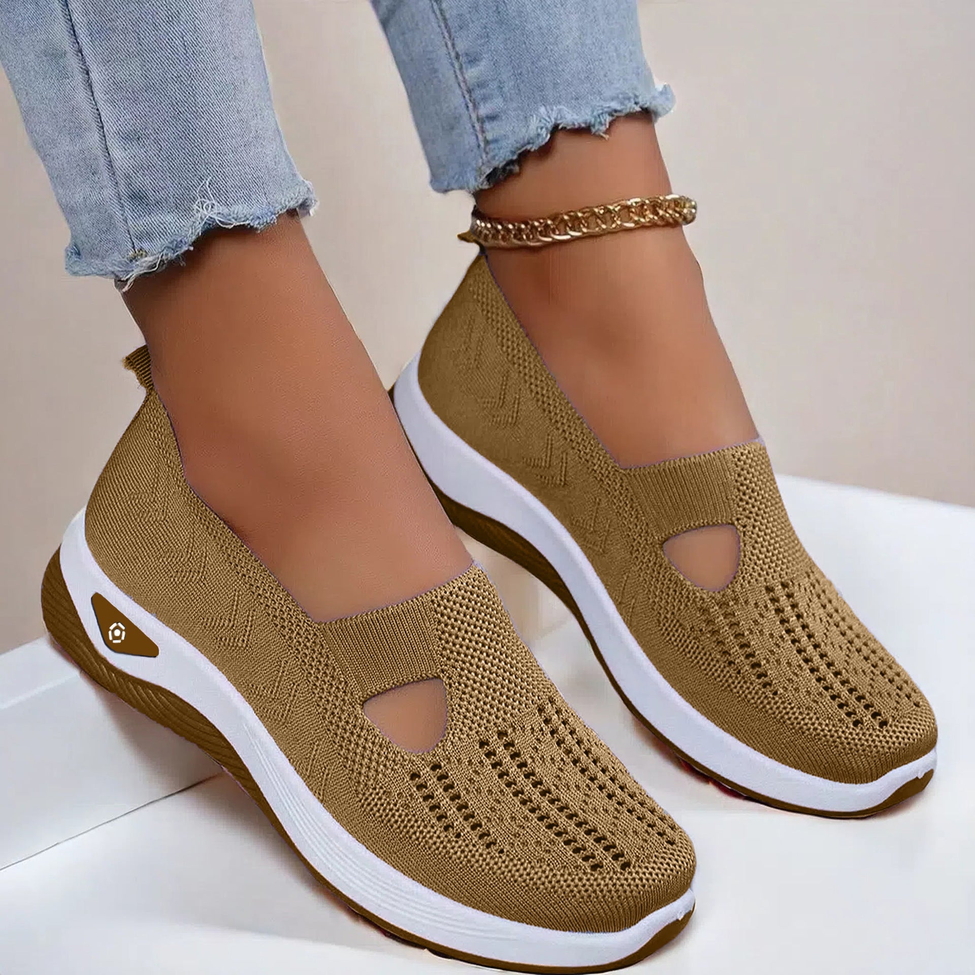 Mesh Flats Shoes Fashion Breathable Non-slip Soft Bottom Casual Shoes For Women Gronata